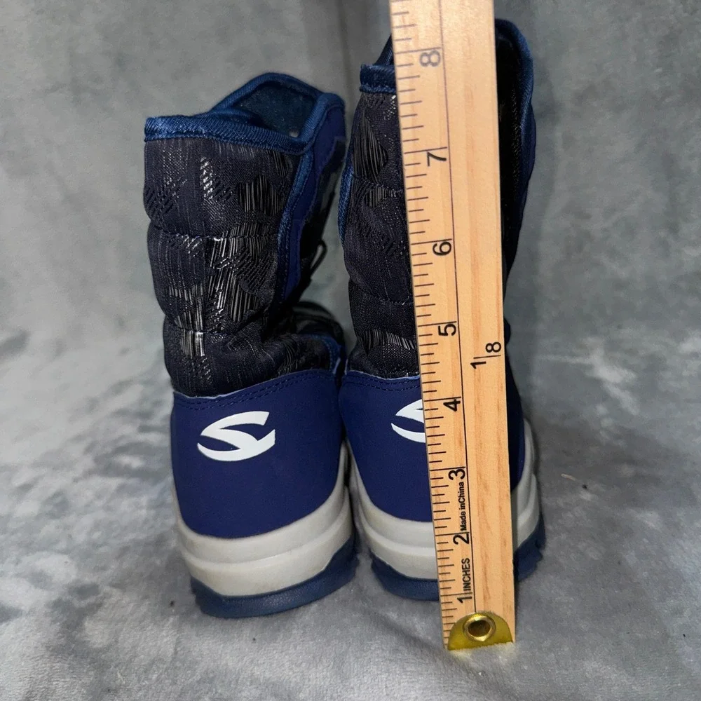 Hobibear Unisex Kids Winter Snow Boots 36 Blue Faux Fur Lined Insulated